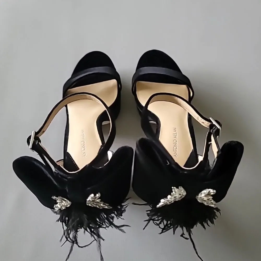 Antonio Melani Janie Velvet Platform Dress Sandals Size 7.5 M